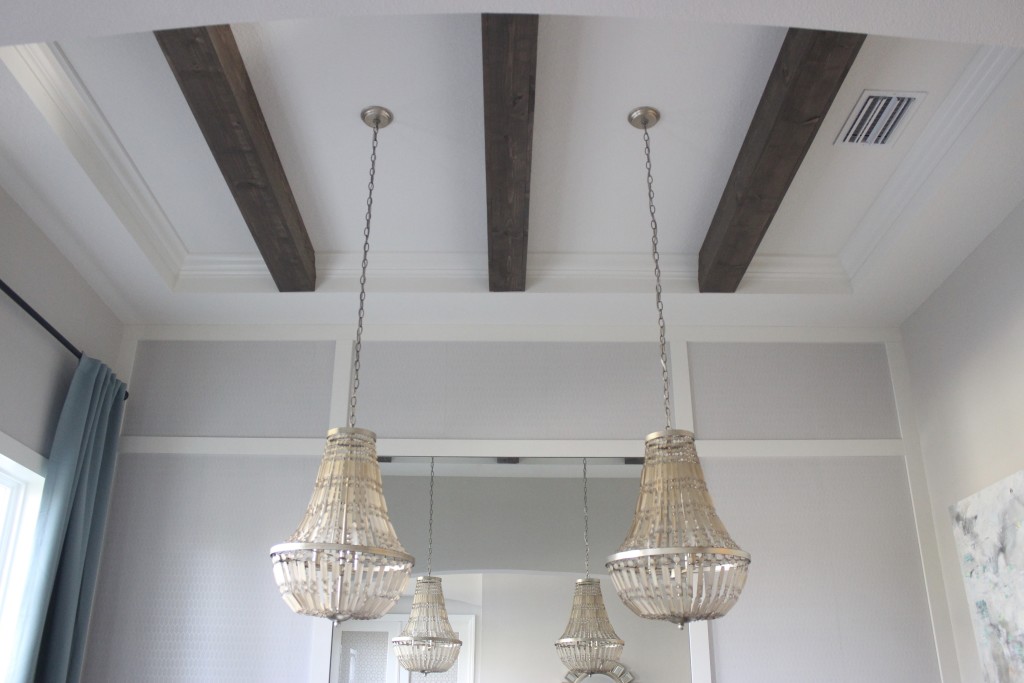 DIY Faux Beams in my Dining Room - Frills and Drills